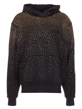AMIRI Black Hoodie Sweater with Gold Stud Embellishments